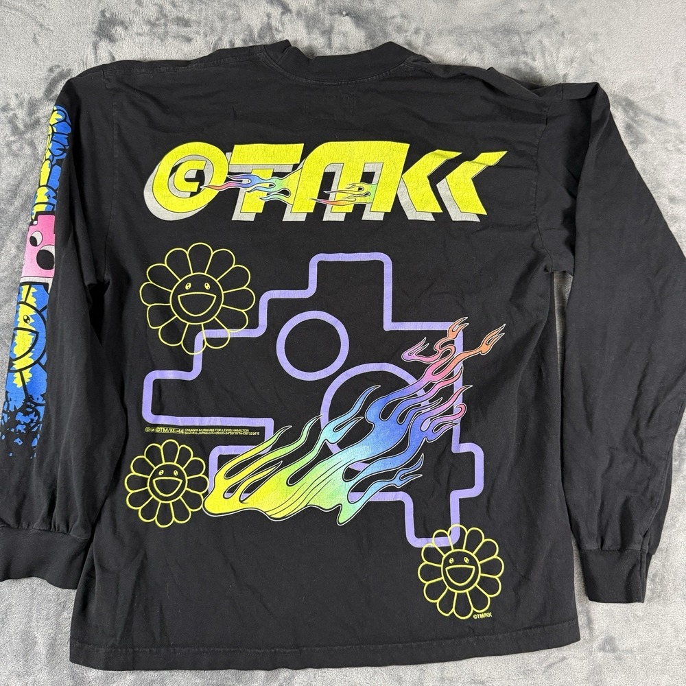 TM/KK Lewis Hamilton Takashi Murakami Black XL Formula 1 Long Sleeve T-Shirt - Picture 4 of 9